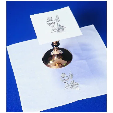Pall Cover/Insert, Chalice with Wheat and Host, White- Disc.