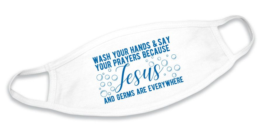 &quot;Wash Your Hands&quot; White Cotton Face Mask, Disc.