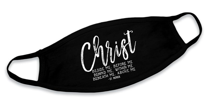 &quot;Christ Before Me&quot; Black Cotton Face Mask, Disc.