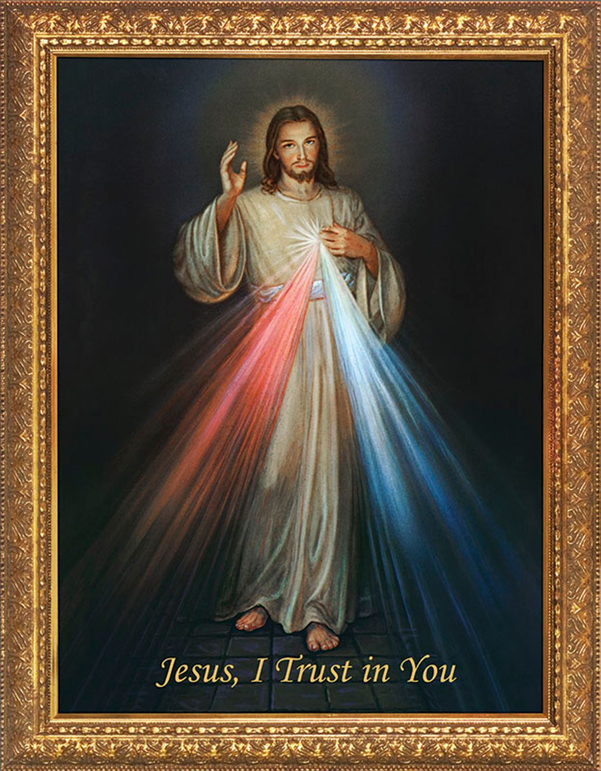 Divine Mercy - Standard Gold Framed Art, 16&quot;x20&quot;