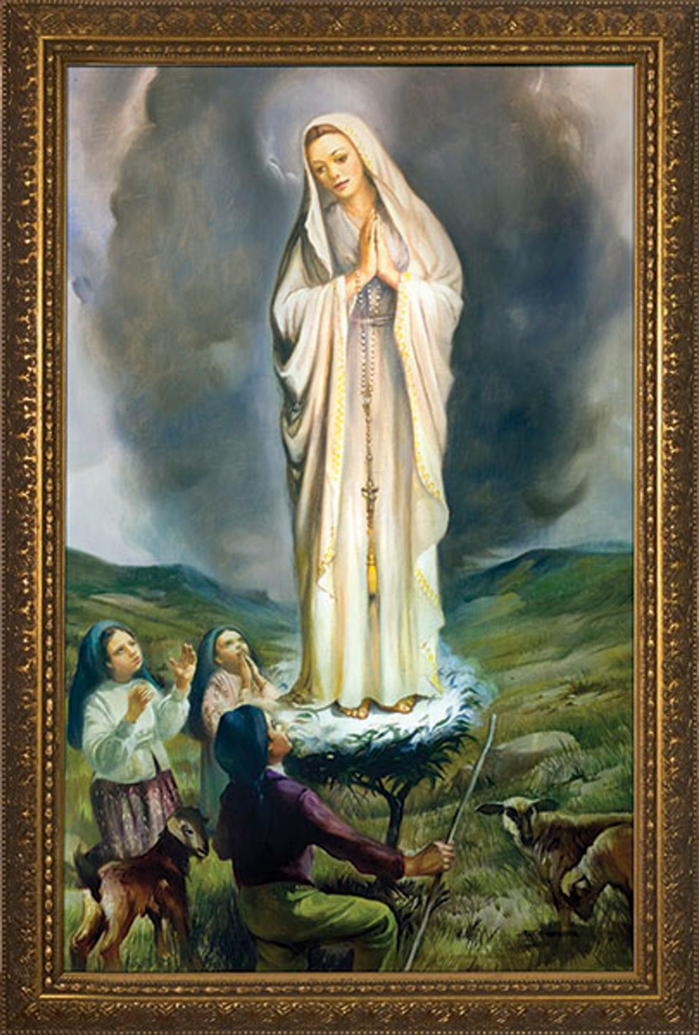Our Lady of Fatima with Children Framed Art, 12&quot;x18&quot;