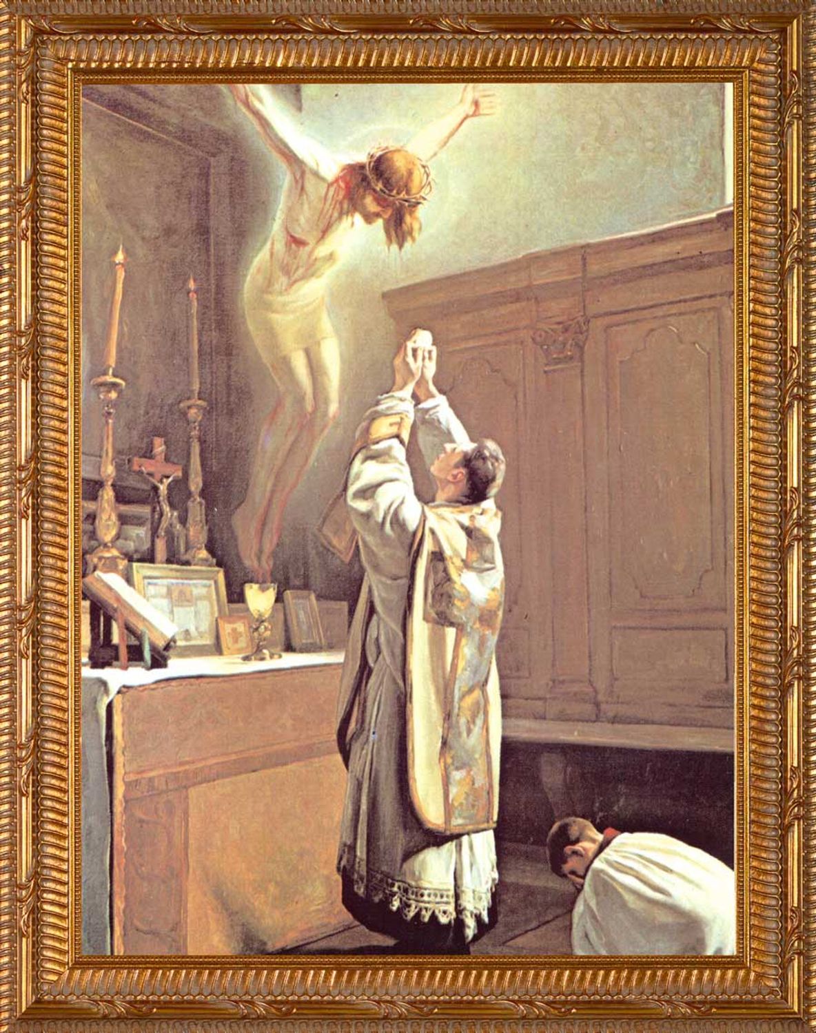 The Holy Sacrifice of the Mass - Gold Framed Art, Disc.