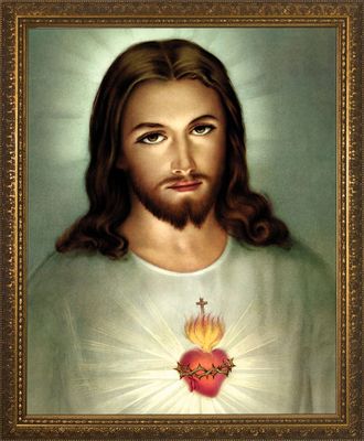 Traditional Sacred Heart of Jesus Framed Art, 16&quot;x20&quot;