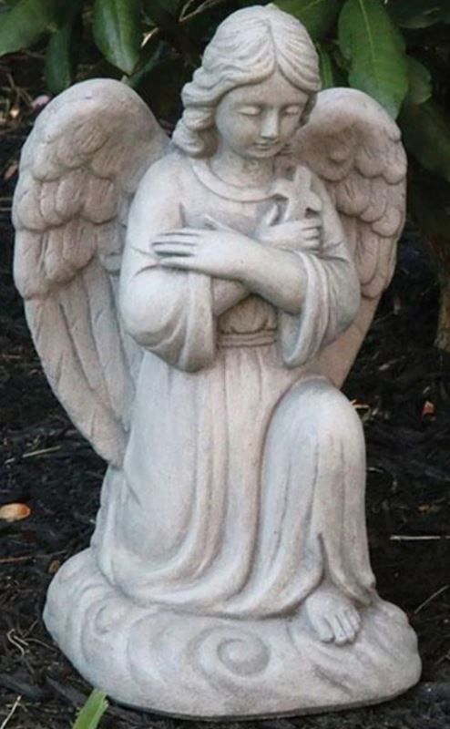 12.5" Ava Kneeling Angel, Old Stone Finish
