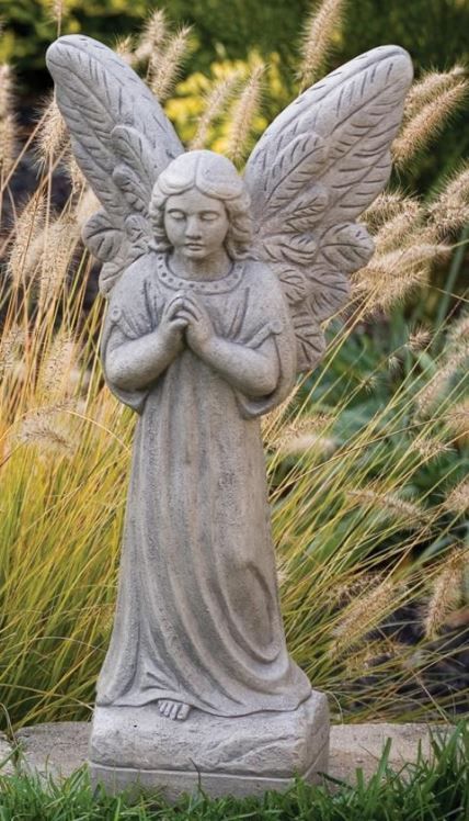 24" Large Praying Angel, Old Stone Finish