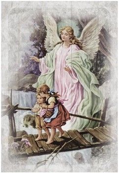 Guardian Angel Wood Frame Wall Plaque 6&quot;x9&quot;
