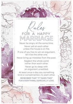 Rules For Marriage Wood Frame Wall Plaque 6&quot;x9&quot;