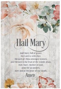 Hail Mary Wood Frame Wall Plaque 6&quot;x9&quot;