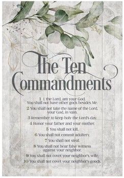 The Ten Commandments Wood Frame Wall Plaque 6&quot;x9&quot;