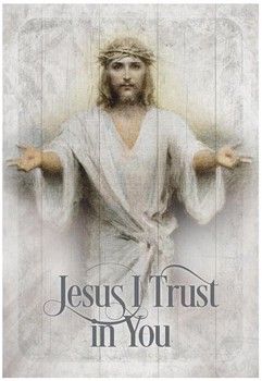 Jesus I Trust in You Wood Frame Wall Plaque 6&quot;x9&quot;
