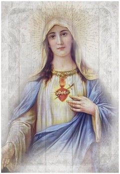 Immaculate Heart Wood Frame Wall Plaque 6&quot;x9&quot;