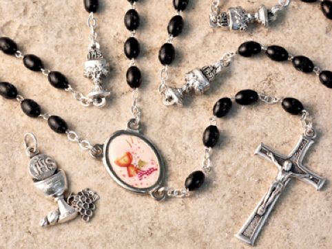 Rosary First Communion Black Disc.