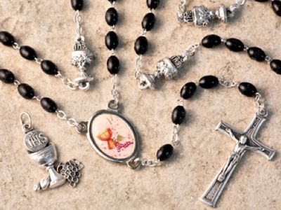 Rosary First Communion Black Disc.