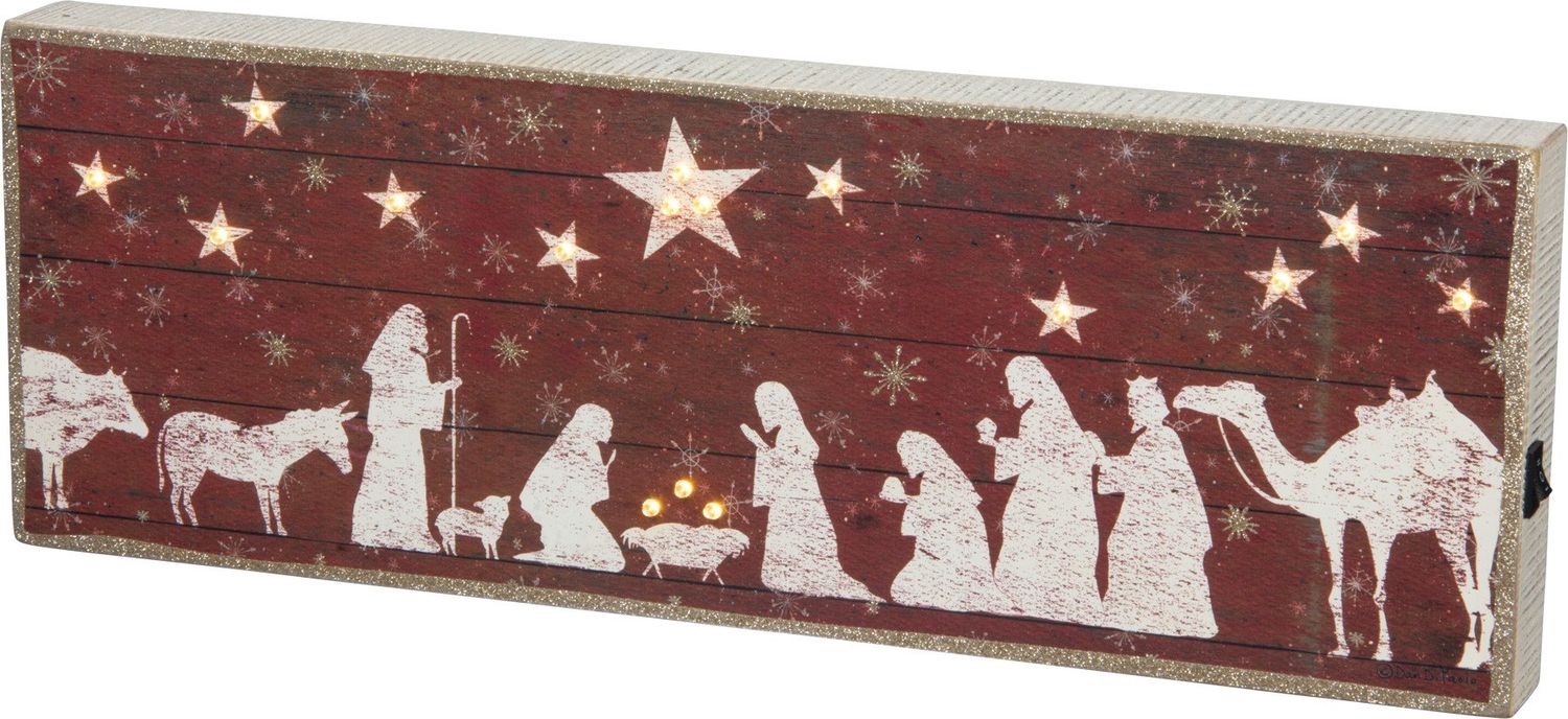 LED Box Sign Red Nativity