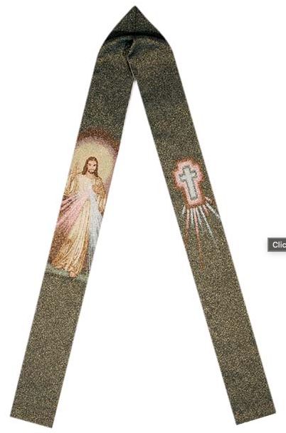 Priest Stole- Divine Mercy, Black