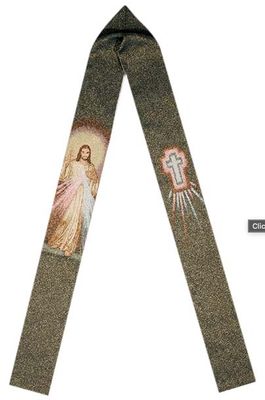 Priest Stole- Divine Mercy, Black