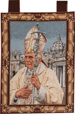 Pope Benedict with St. Peter&#39;s Church Tapestry
