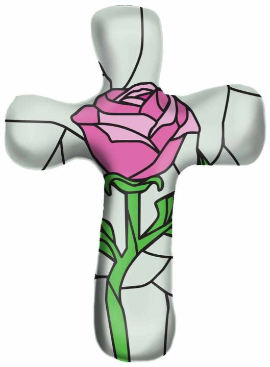 Hand Held Comforting Clay Cross Pink Rose