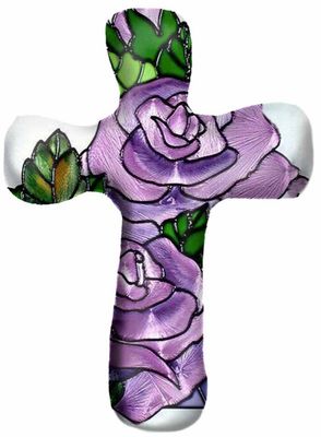 Hand Held Comforting Clay Cross Purple Rose