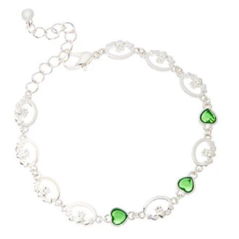 Green Crystal Claddagh Anklet / Bracelet
