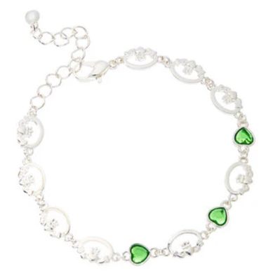 Green Crystal Claddagh Anklet / Bracelet