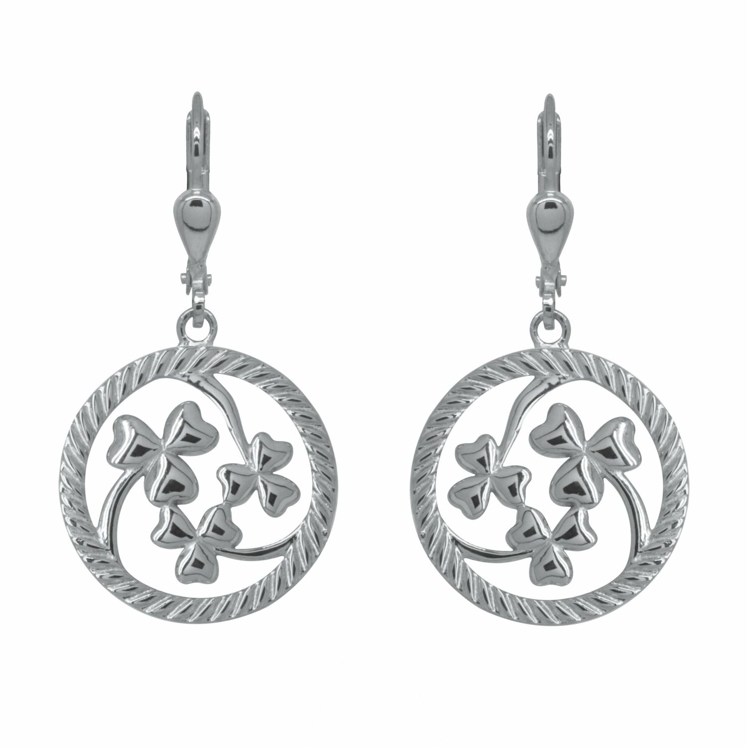Sterling Silver Shamrock Dangle Earrings