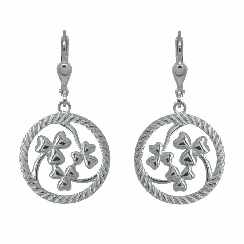 Sterling Silver Shamrock Dangle Earrings
