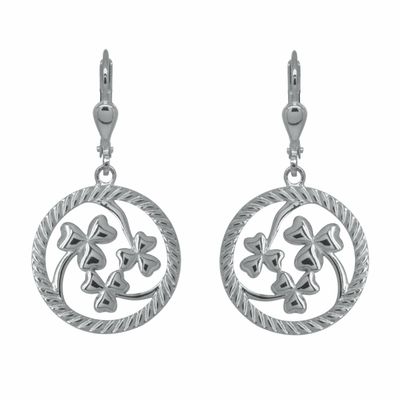Sterling Silver Shamrock Dangle Earrings