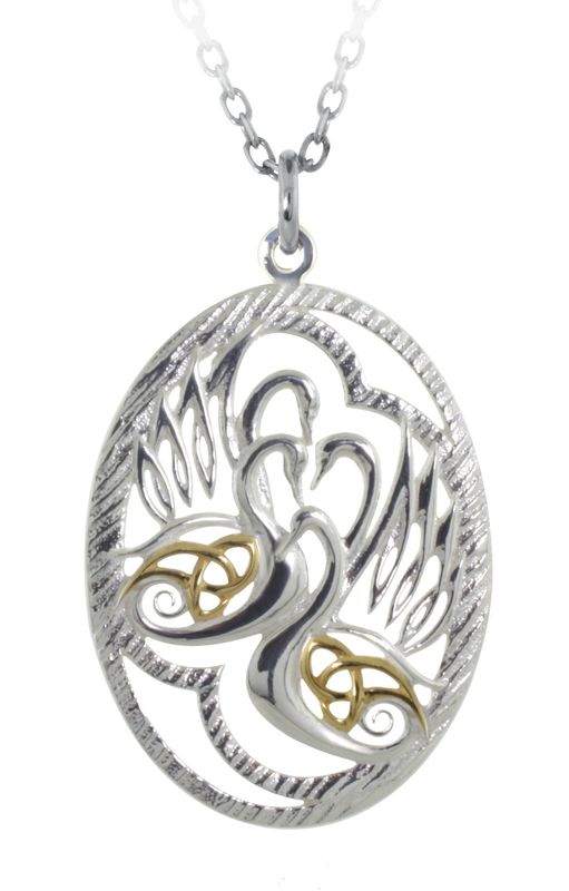 Sterling Silver The Four Children of Lir Pendant on a 18" Sterling Silver Chain