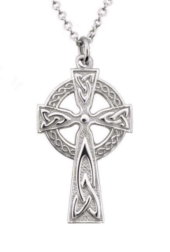 Sterling Silver Traditional Irish High Cross on a 18&quot; Sterling Silver Chain