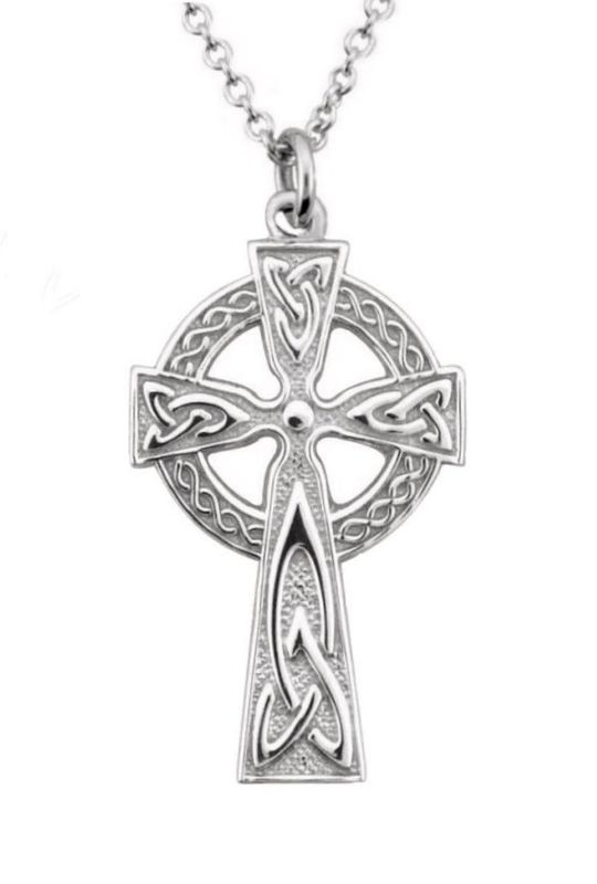 Sterling Silver Traditional Irish High Cross on a 18&quot; Sterling Silver Chain