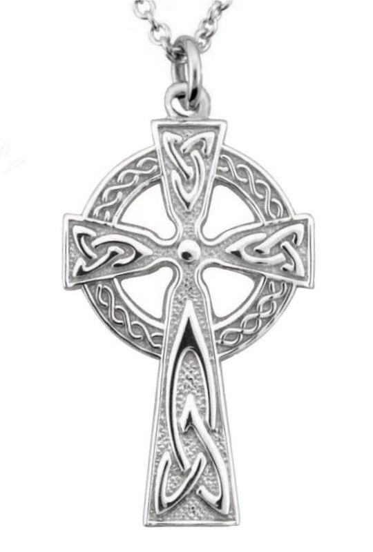 Sterling Silver Traditional Irish High Cross on a 24&quot; Sterling Silver Chain