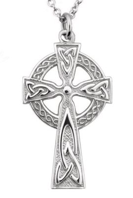 Sterling Silver Traditional Irish High Cross on a 24&quot; Sterling Silver Chain