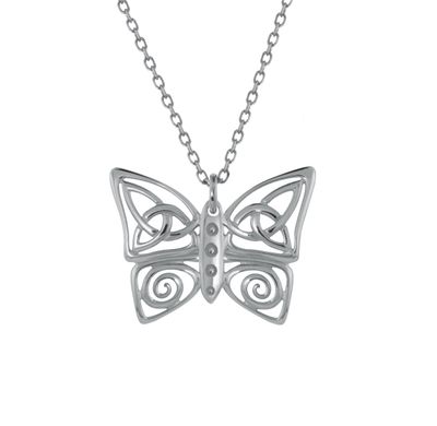 Sterling Silver Celtic Butterfly Pendant on a 18&quot; Sterling Silver Chain