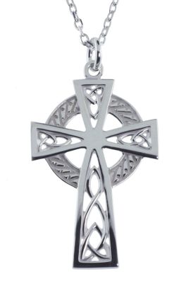 Sterling Silver Irish Filagree Celtic Cross on a 18&quot; Sterling Silver Chain