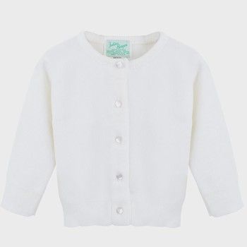 Cotton Cashmere White Baby Girl Cardigan