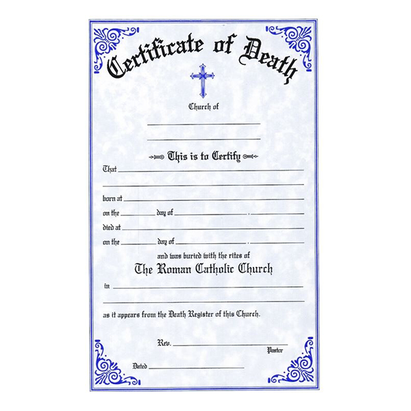Death Certificate Pad Stock, Disc.