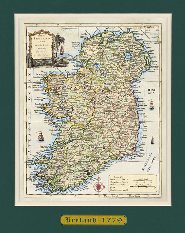 Ancient Map of Ireland - Large - Double Mount (Matt)