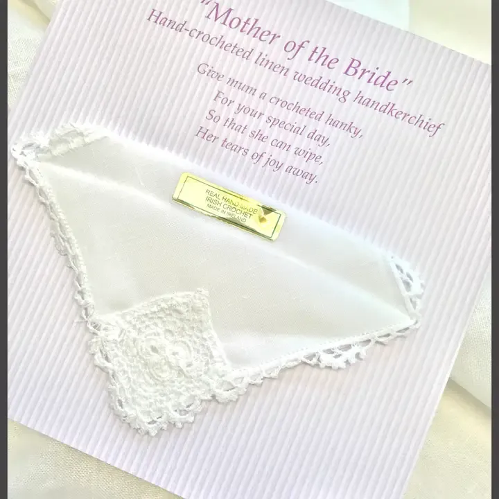 Mother of the Bride Hand Crocheted Linen Handkerchief