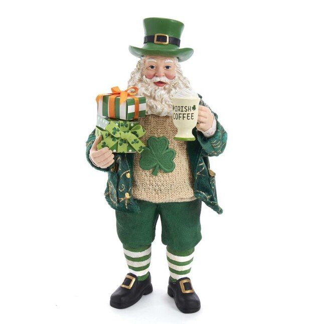 10.5&quot; Irish Santa Gifts Coffee Mug Figurine