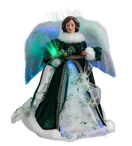 12&quot; LED Fiber-Optic Irish Angel Treetop
