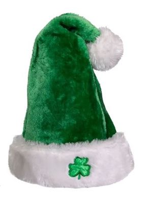 17&quot; Plush Green Irish Santa Hat