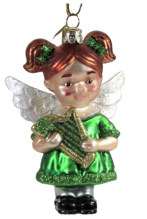 4&quot; Glass Irish Angel Ornament
