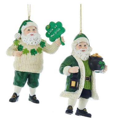4&quot; Irish Santa Ornaments Set of 2