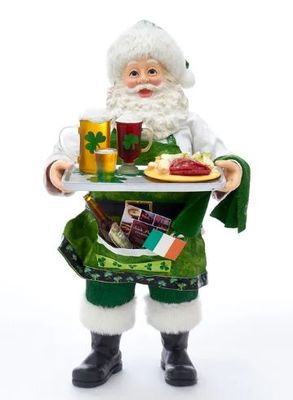 10.5&quot; Musical Irish Chef Santa Figurine