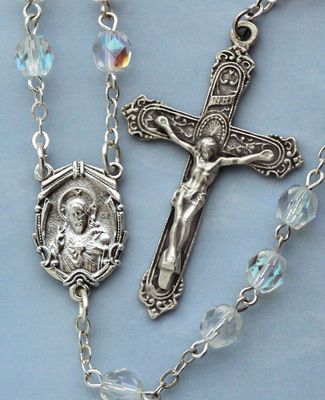 Adult Rosary Aurora Borealis  Crystal 6mm Disc.