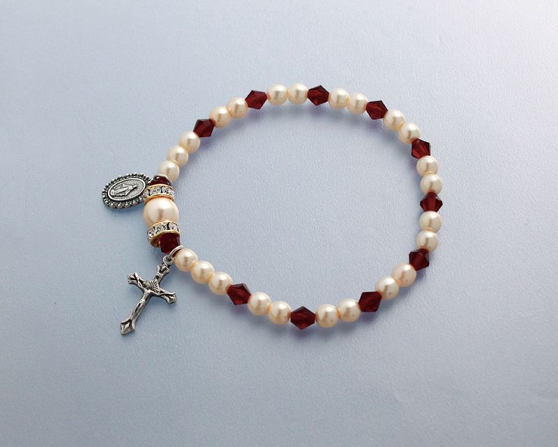 Birthstone Stretch Rosary Bracelet January Garnet