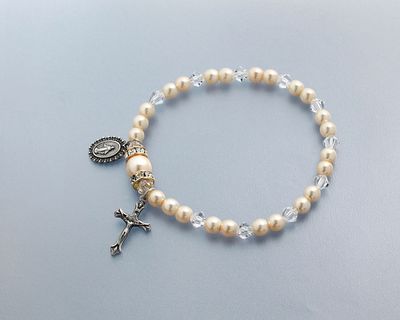 Birthstone Stretch Rosary Bracelet April Crystal