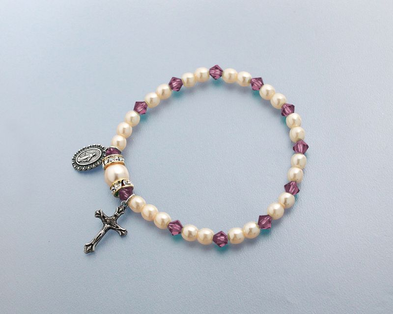Birthstone Stretch Rosary Bracelet June Alexandrite