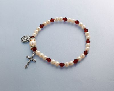 Birthstone Stretch Rosary Bracelet July Ruby